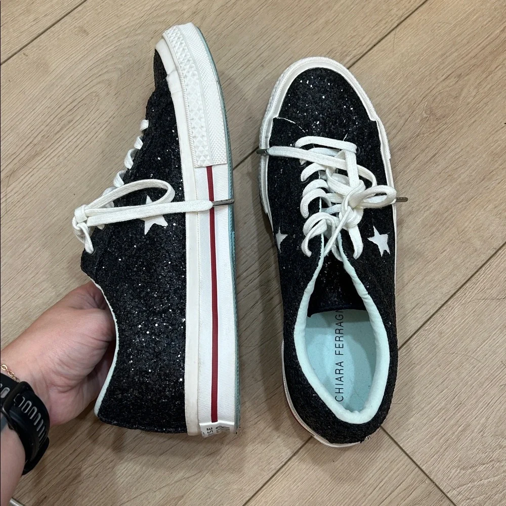 Converse X Chiara Ferragni One Star Ox Low Black Glitter Women's Size 10